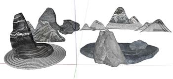 枯山水石叠石置石SU模型