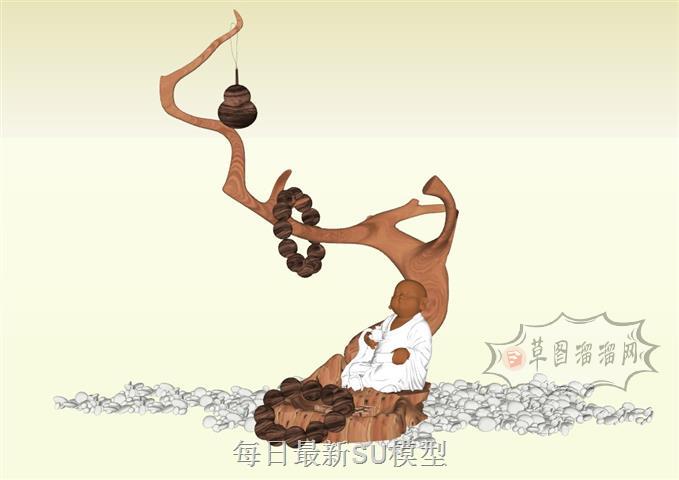 罗汉树佛珠小和尚SU模型