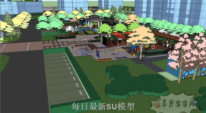 小区公园景观SU模型