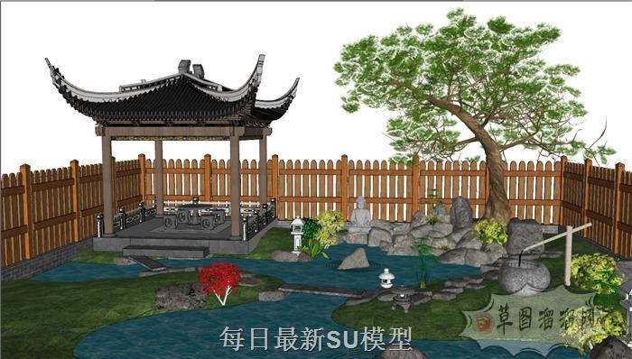 中式庭院亭子SU模型
