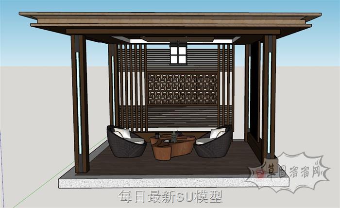 庭院中式凉亭SU模型