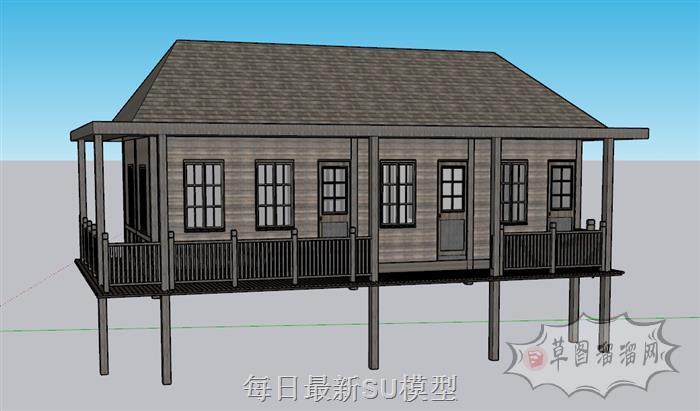 高脚木屋休闲SU模型