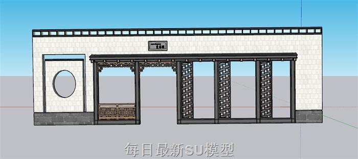 中式景墙SU模型