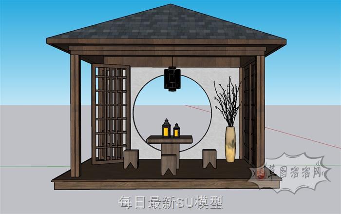 中式凉亭亭子SU模型