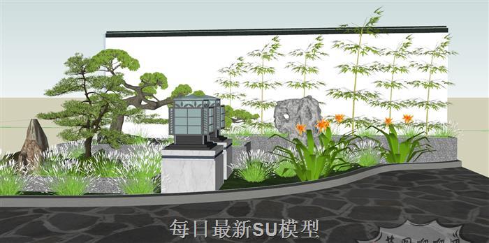 中式庭院景观SU模型