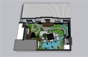 中式园林庭院SU模型