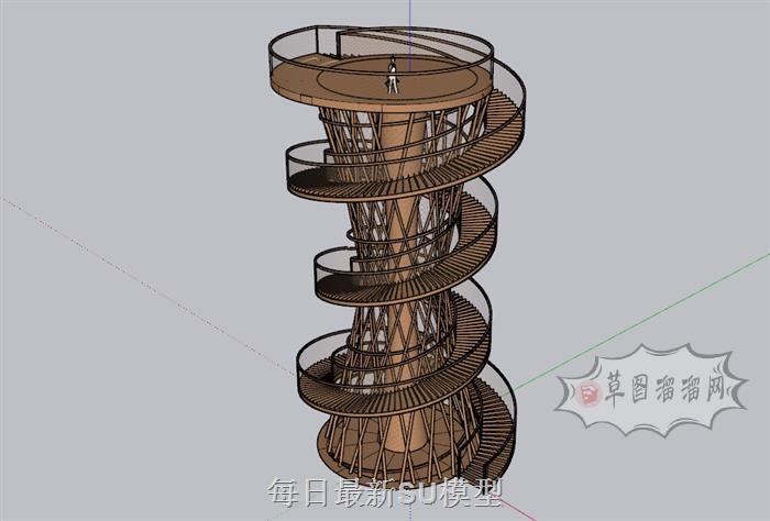 螺旋景观台景观塔SU模型