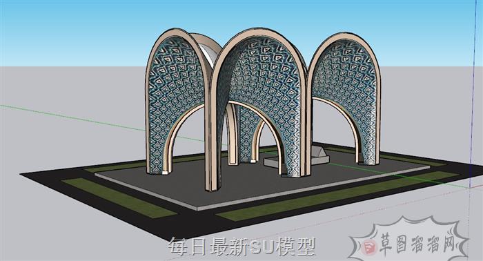 廊架SU模型