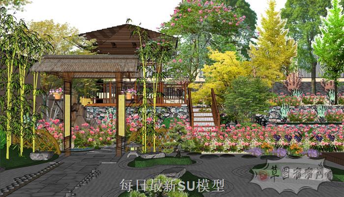 中式庭院景观SU模型