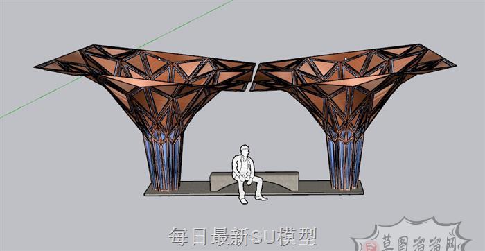 廊架SU模型