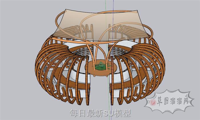 户外圆形景观SU模型