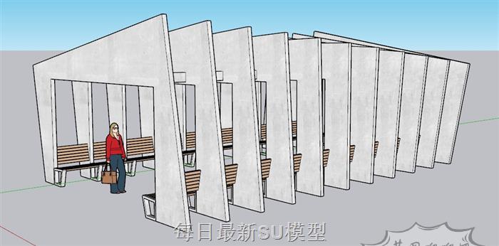 廊架SU模型