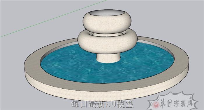圆形喷泉水池SU模型