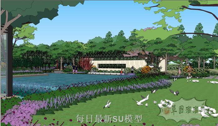 中式公园景观SU模型