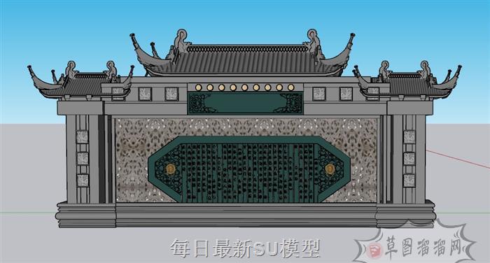 景墙照壁墙SU模型