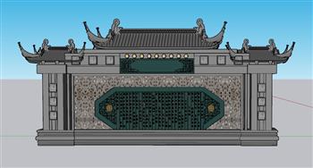 景墙照壁墙SU模型