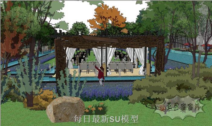 露天婚礼公园SU模型