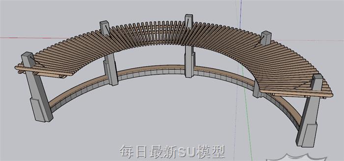 单臂廊架座椅SU模型