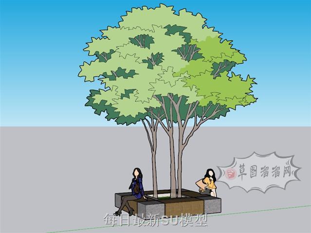 树池座椅SU模型