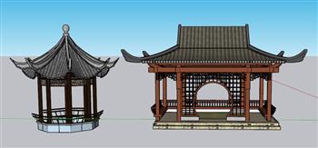 中式凉亭亭子SU模型