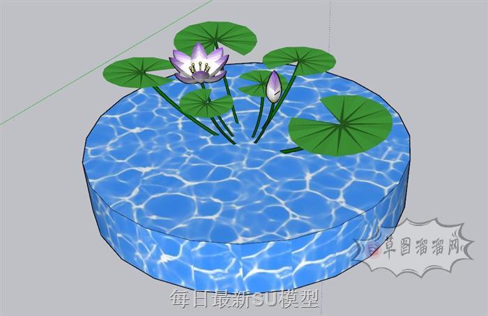 荷花池水池景观SU模型