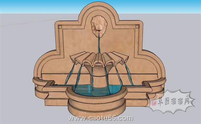 流水景观水池SU模型