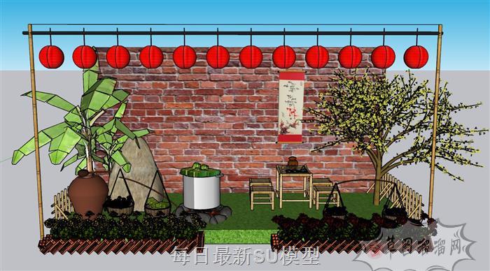 庭院花园阳台SU模型