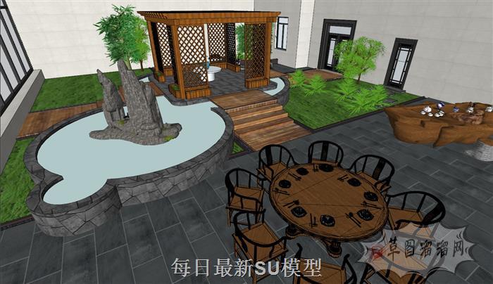 屋顶花园景观SU模型