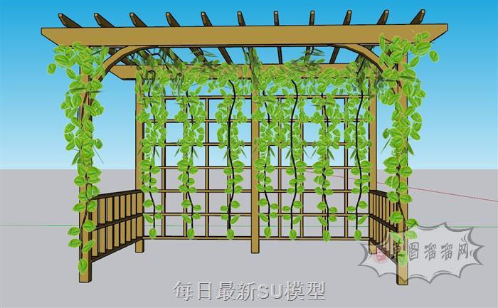 爬藤植物架廊架SU模型