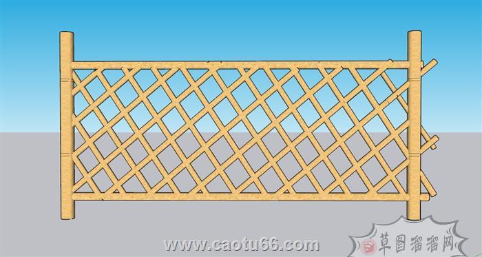 竹篱笆栅栏SU模型