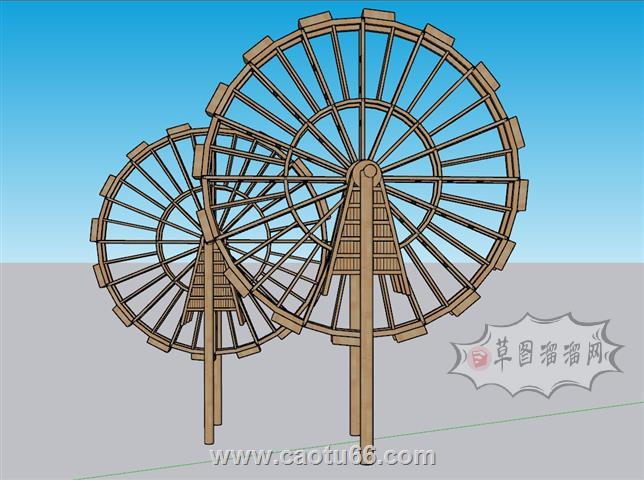 水轮车景观SU模型