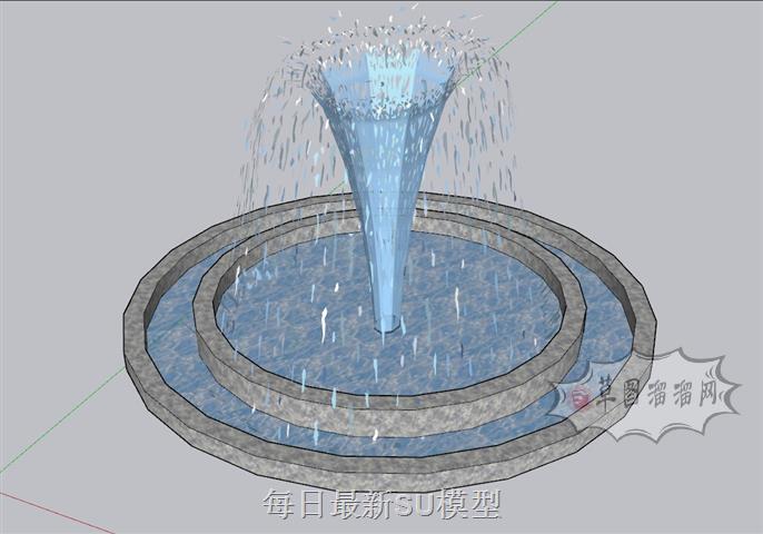 喷泉水池景观SU模型