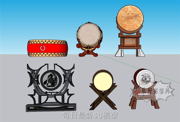 大鼓击鼓擂鼓SU模型