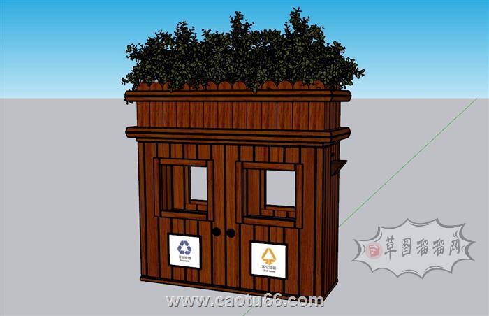 生态垃圾桶垃圾箱SU模型