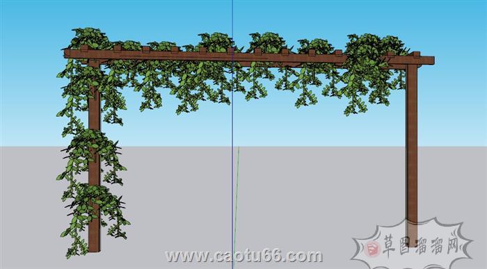 单臂花架植物架SU模型