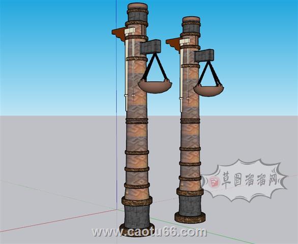 景观柱文化柱装饰柱SU模型