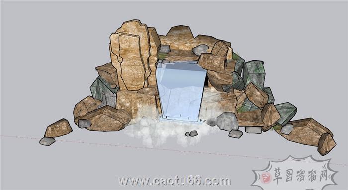 假山流水SU模型