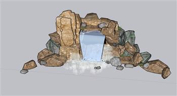假山流水SU模型