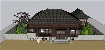 日式茶室庭院SU模型 免费sketchup模型下载