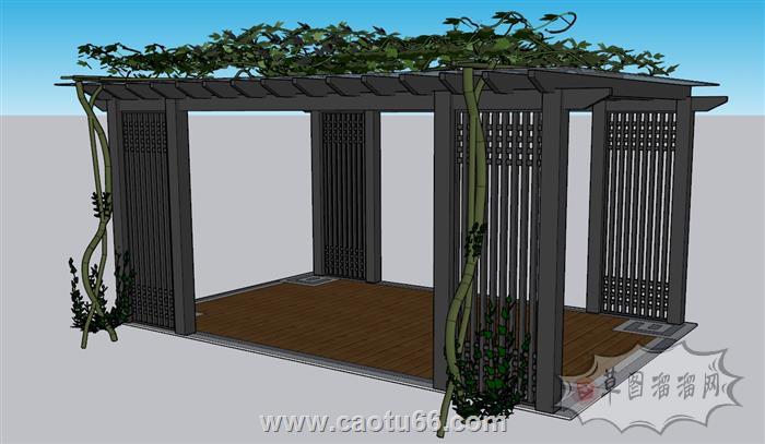 蔓藤爬山虎廊架SU模型
