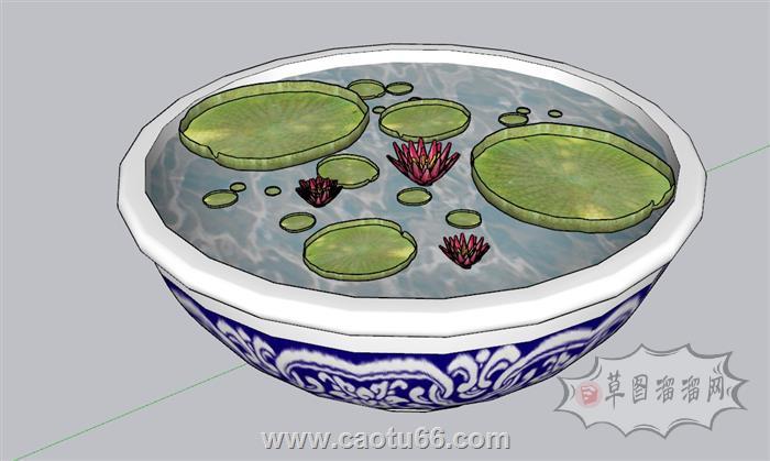 景观荷花池水景SU模型