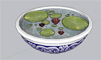 景观荷花池水景SU模型
