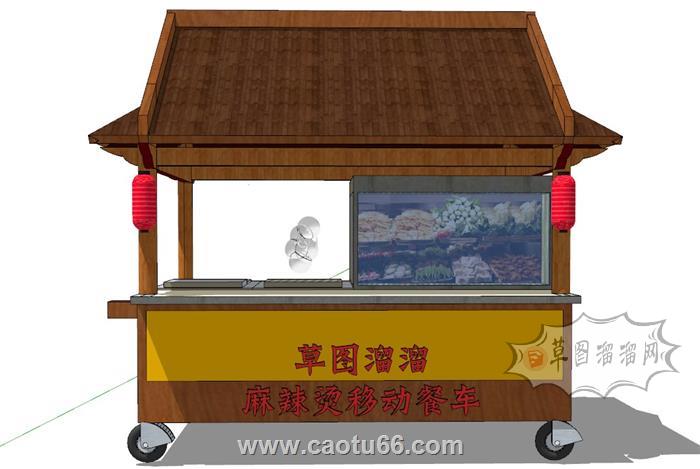 外卖餐车售卖亭SU模型