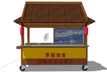 外卖餐车售卖亭SU模型