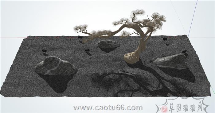 禅意枯枝庭院SU模型