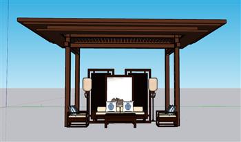 亭子凉亭廊架SU模型 免费sketchup模型下载