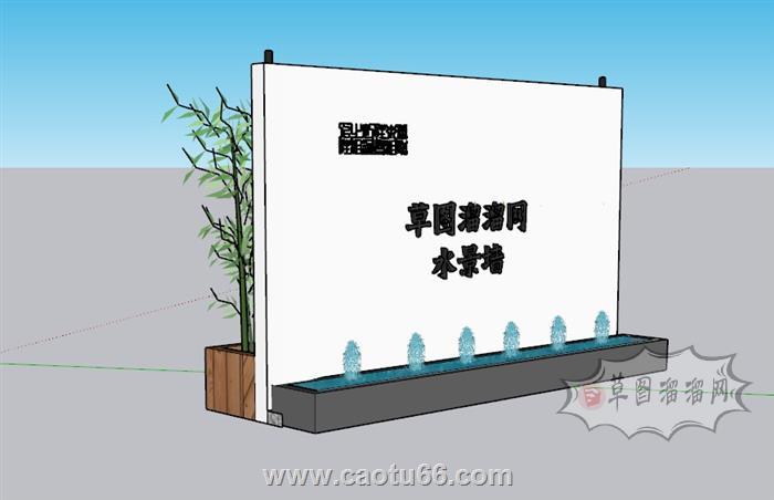 水景墙形象墙SU模型