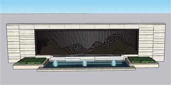 水景墙流水景观墙SU模型