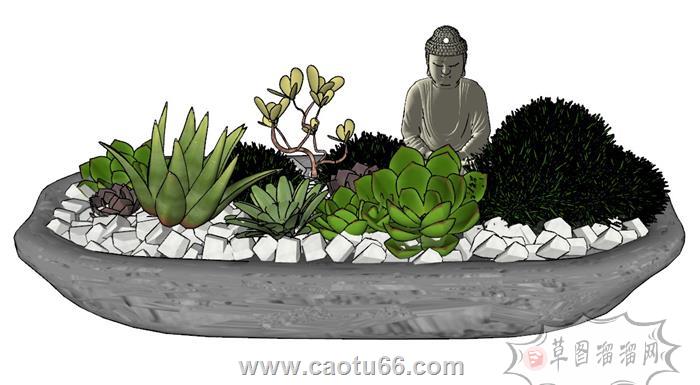 禅意景观花圃SU模型