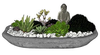 禅意景观花圃SU模型